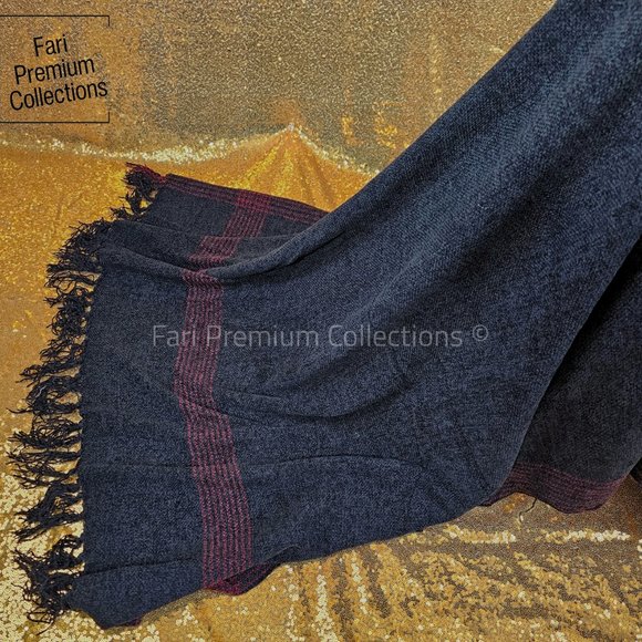 Soft Warm Wool Shawl Border Design Washable Pakistani Kashmiri Wrap Scarf Unisex - Picture 12 of 16